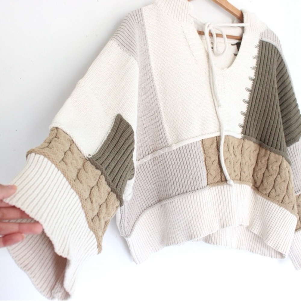 Pol Patchwork Hooded Pullover Sweater - image 4
